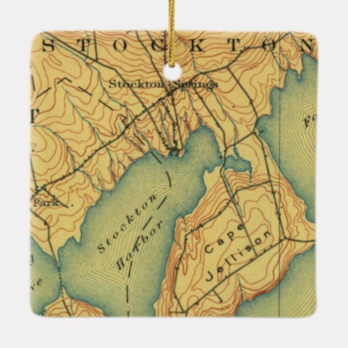 Stockton Springs Maine Vintage Map Ceramic Ornament