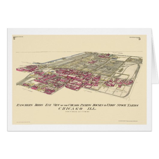 Stockyards Chicago, IL Panoramic Map - 1890 Cards (Front Horizontal)