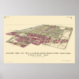 Stockyards Chicago, IL Panoramic Map - 1890 Poster