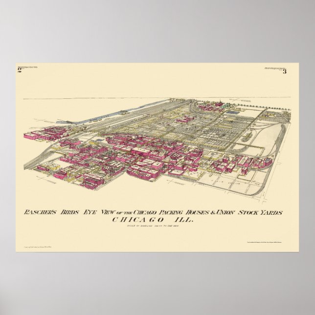 Stockyards Chicago, IL Panoramic Map - 1890 Poster (Front)