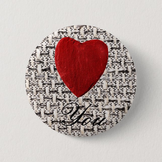 Stoffhintergrund Love you Pinback Button (Front)