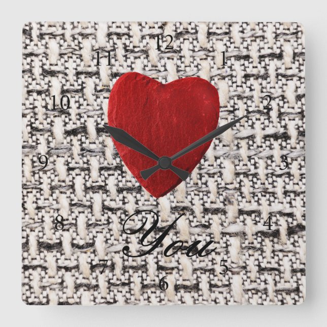 Stoffhintergrund Love You Square Wall Clock (Front)