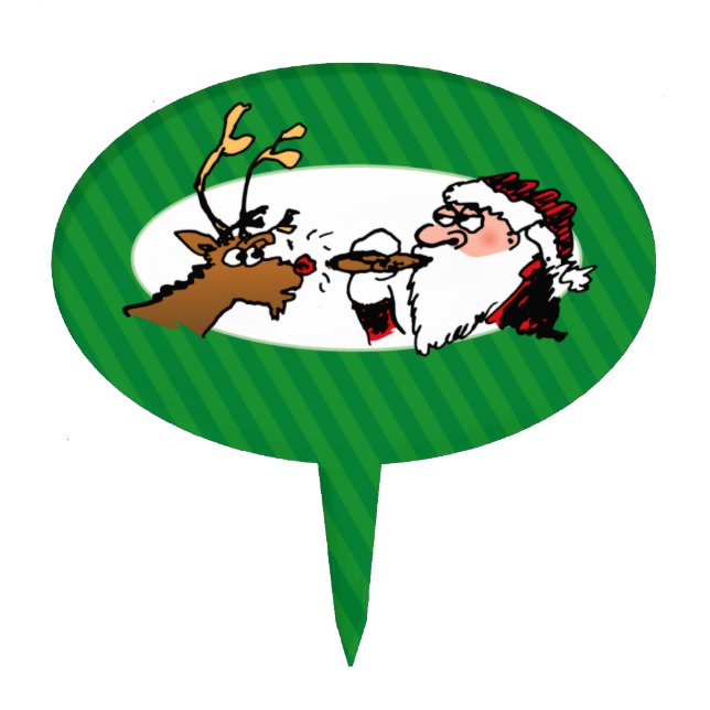 Stogie Santa Funny Cartoon Cake Topper (Front)