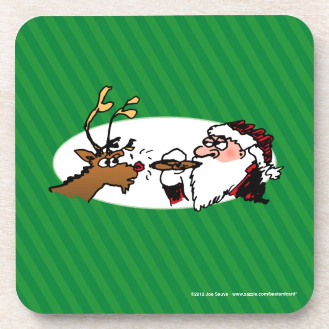 Stogie Santa Funny Cartoon Drink Coaster (Front)