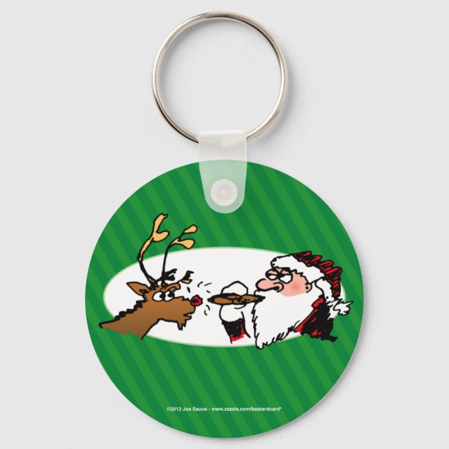 Stogie Santa Funny Cartoon Keychain (Front)