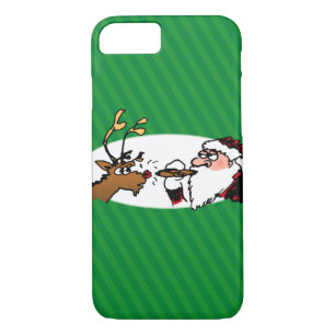 Stogie Smoking Santa Funny Green Stripe Christmas iPhone 8/7 Case