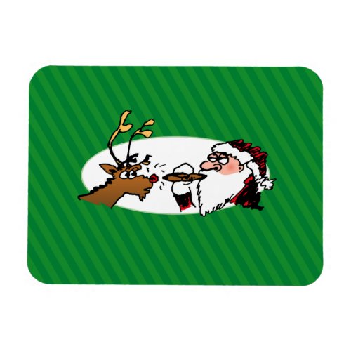 Stogie Smoking Santa Funny Green Stripe Christmas Magnet