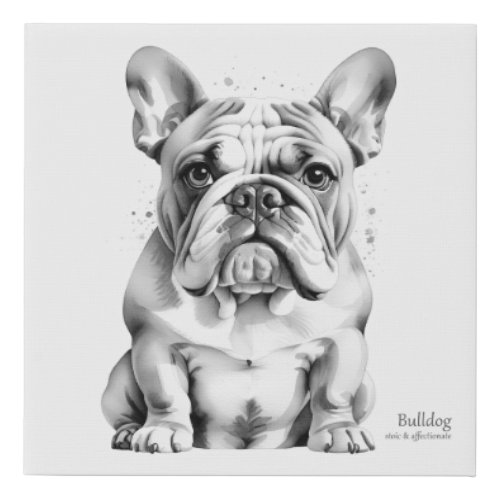 Stoic  Affectionate Bulldog Faux Canvas Print