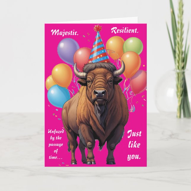Stoic Bison Birthday Wisdom Card (Front)