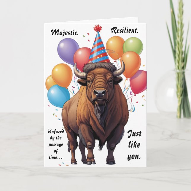Stoic Bison Birthday Wisdom Card (Front)