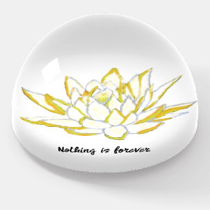 Stoic Buddhist Watercolor floral yellow lotus Paperweight