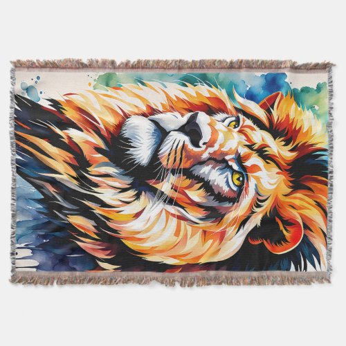 Stoic lion throw blanket