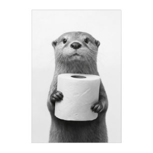 Stoic Otter Holding Toilet Paper Roll Minimalist Acrylic Print