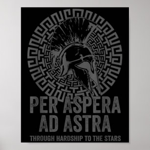 Stoic Philosophy Gray With Translation Per Aspera Poster