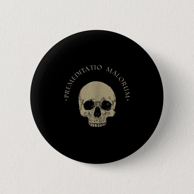 Stoic Philosophy Premeditatio Malorum Skull Stoici Button (Front)