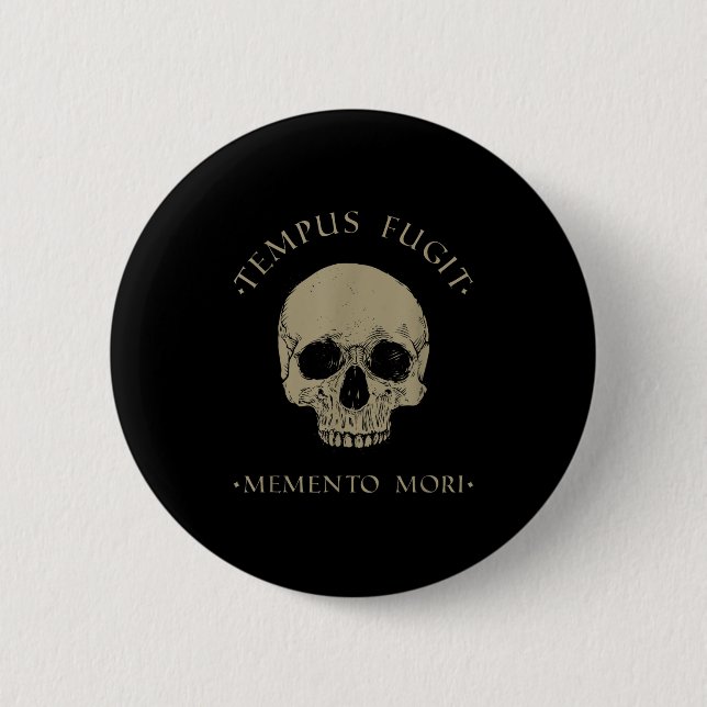 Stoic Philosophy Tempus Fugit Memento Mori Skull S Button (Front)