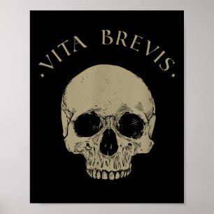 Stoic Philosophy Vita Brevis Skull Stoicism Quote  Poster