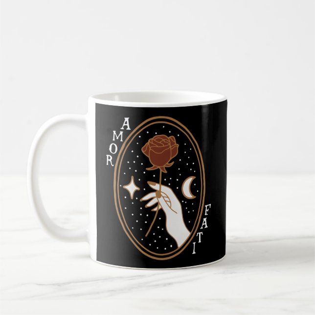 Stoic Quote Amor Fati Gold Coffee Mug (Left)