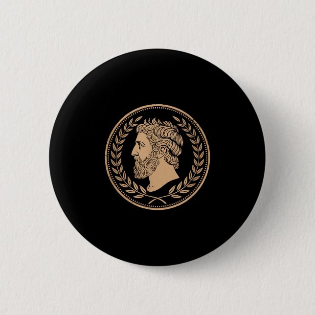 Stoic Roman Epictetus Bust  Button (Front)