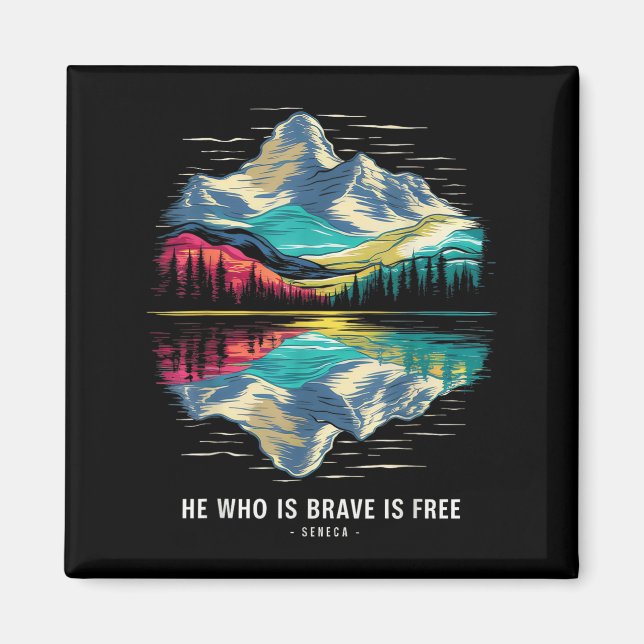 Stoic Seneca Philosoper Quote Brave Free Stoicism  Magnet (Front)