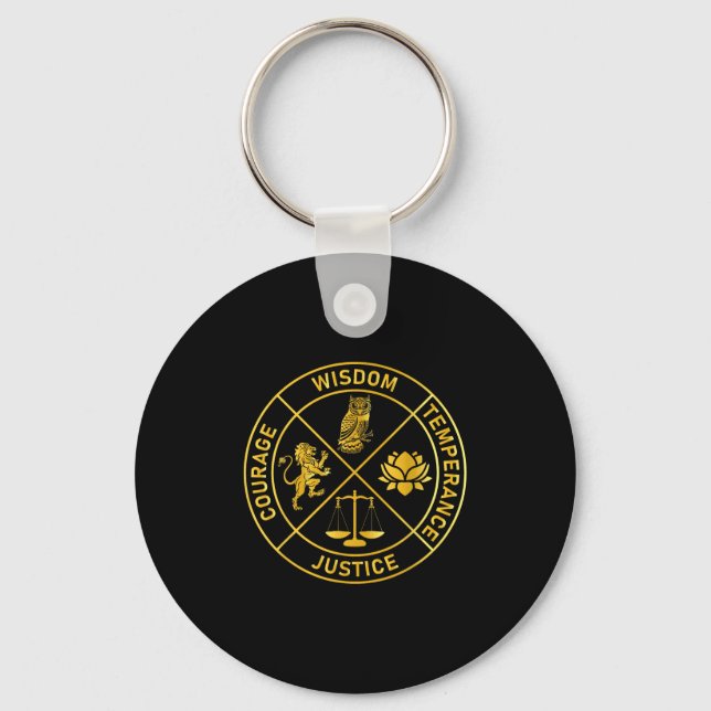 Stoic Virtues Wisdom Temperance Justice Courage St Keychain (Front)