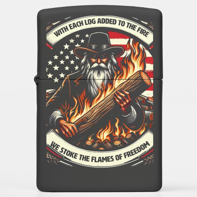 "Stoke the Flames of Freedom" Uncle Sam Zippo Lighter (Front)
