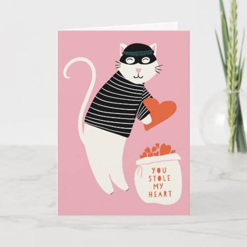 Stole My Heart Cat Burglar Valentine Greeting Card