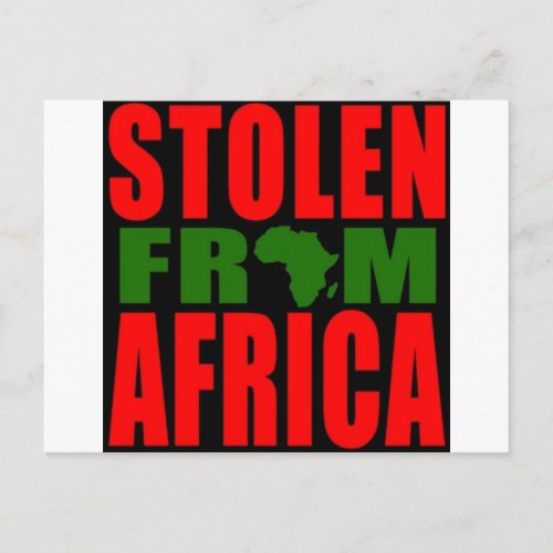 Stolen from Africa _ Red Black and Green Flag Postcard