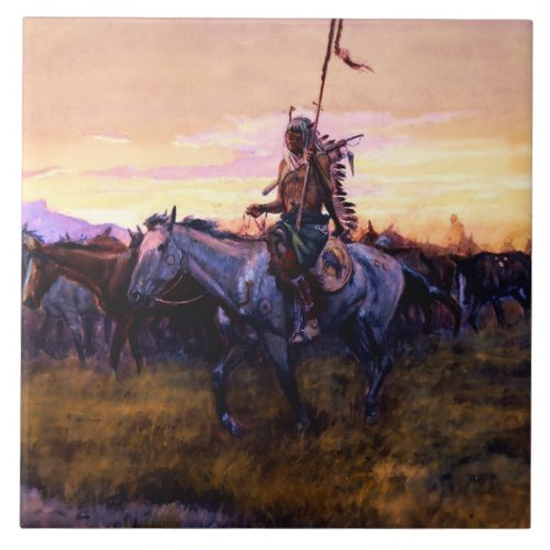 Stolen Horses by Charles M Russell Ceramic Tile