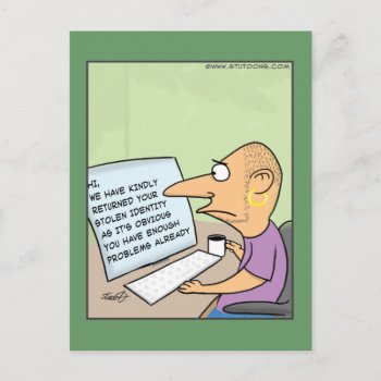 Stolen Identity Postcard by bad_Onions at Zazzle