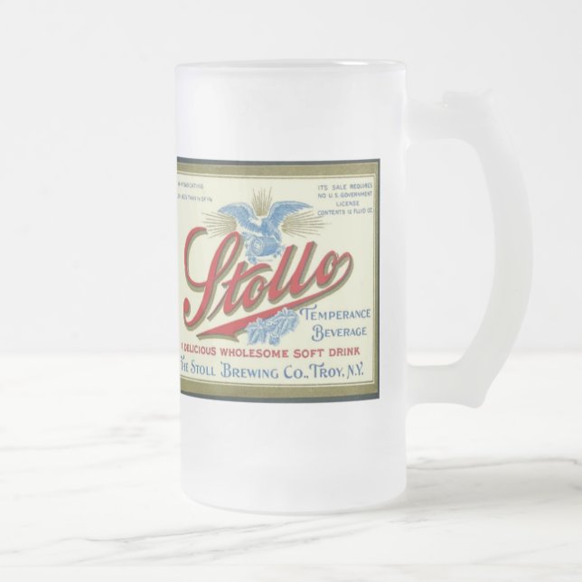 Stollo Vintage Prohibition Ad Frosted Glass Beer Mug (Right)