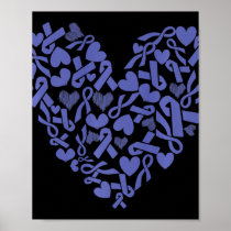 Stomach Cancer Awareness Heart Gastric Periwinkle  Poster