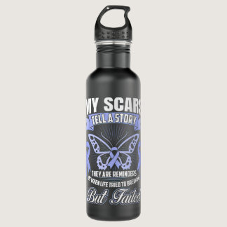 Stomach Cancer Awareness My Scars Tell a Story Stainless Steel Water Bottle