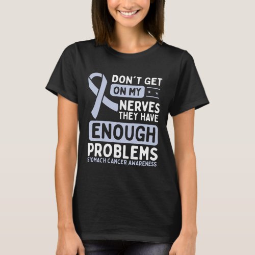 Stomach Cancer Awareness Nerves Periwinkle Ribbon T_Shirt