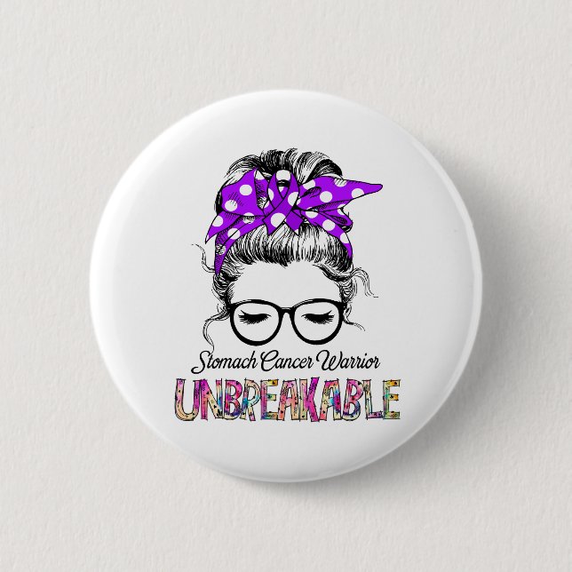 Stomach Cancer Awareness Ribbon Support Gifts Button (Front)