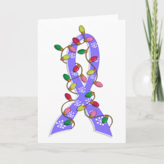 Stomach Cancer Christmas Lights Ribbon Holiday Card