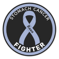 Stomach Cancer Fighter Ribbon Black Round Sticker