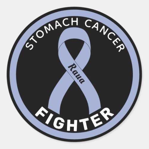 Stomach Cancer Fighter Ribbon Black Round Sticker