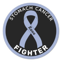 Stomach Cancer Fighter Ribbon Black Round Sticker