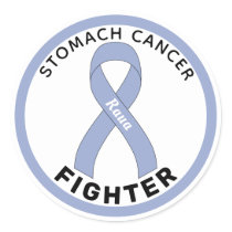 Stomach Cancer Fighter Ribbon White Round Sticker