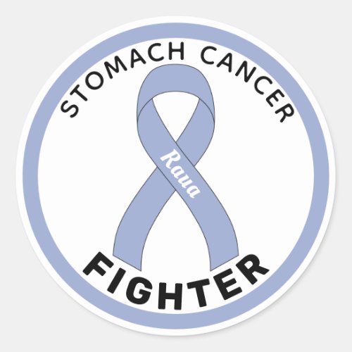 Stomach Cancer Fighter Ribbon White Round Sticker