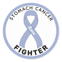 Stomach Cancer Fighter Ribbon White Round Sticker