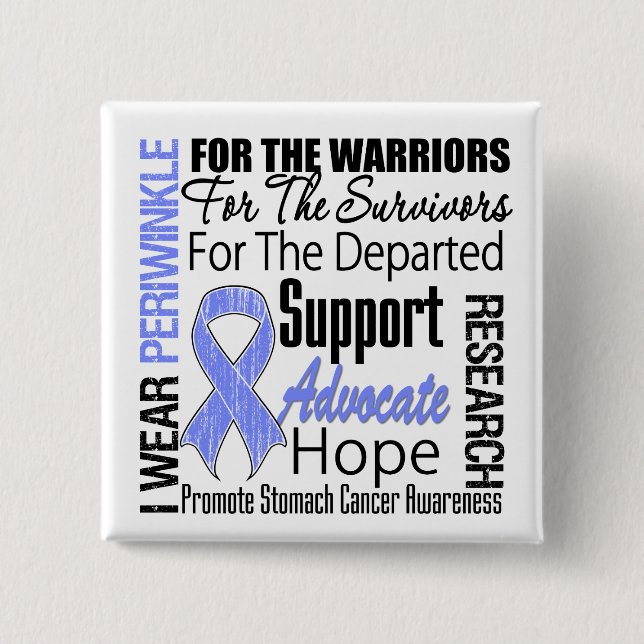 Stomach Cancer I Wear Periwinkle Ribbon TRIBUTE Pinback Button (Front)