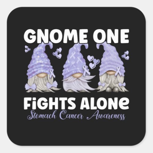 Stomach Cancer Periwinkle Blue Ribbon Gnome Square Sticker