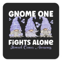 Stomach Cancer Periwinkle Blue Ribbon Gnome Square Sticker