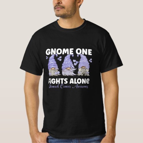 Stomach Cancer Periwinkle Blue Ribbon Gnome T_Shirt