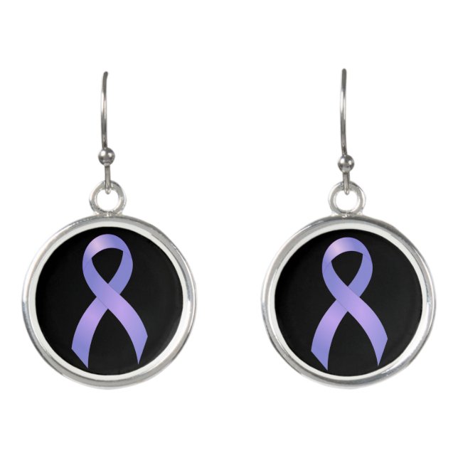 Stomach Cancer Periwinkle Ribbon Earrings (Front)