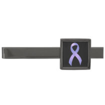 Stomach Cancer Periwinkle Ribbon Gunmetal Finish Tie Clip