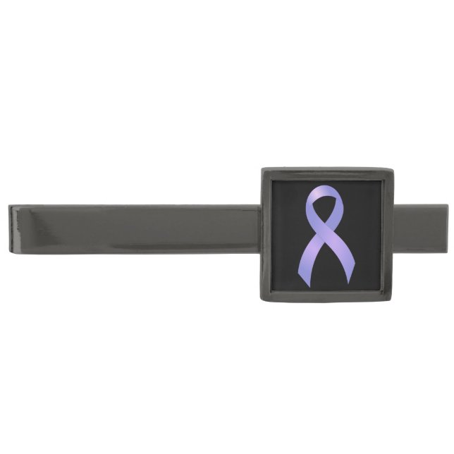 Stomach Cancer Periwinkle Ribbon Gunmetal Finish Tie Clip (Front)