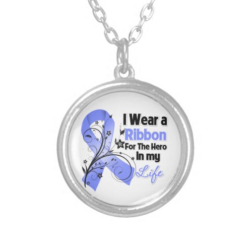 Stomach Cancer Ribbon Hero in My Life Silver Plated Necklace